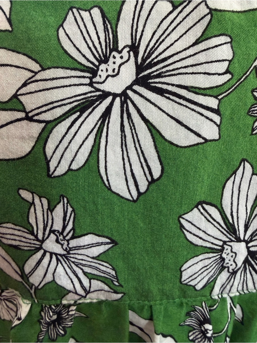 Sonoma Green Floral Ruffle-Trim Tie-Neck Blouse - Picture 4 of 8